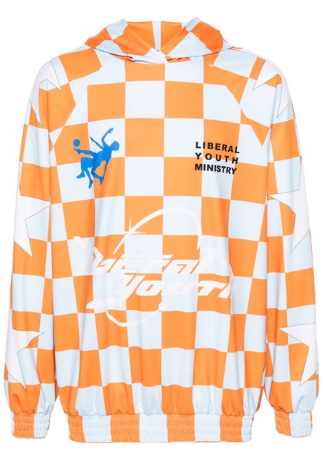 Orange logo checkerboard-print sweatshirt - men LIBERAL YOUTH MINISTRY | LYM05T1241